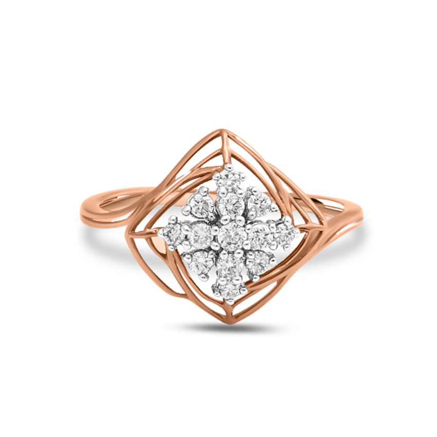 Diamond Rings 14 Karat Rose Gold Quad Mesh Diamond Ring