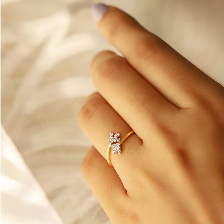 Glinting Chevron Diamond Ring