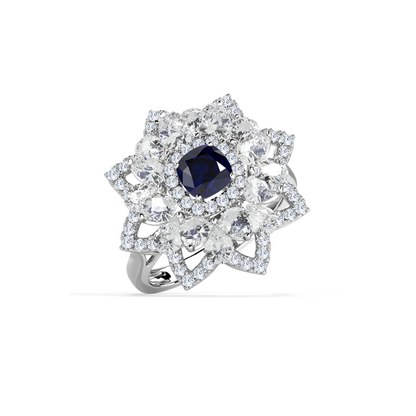 Diamond,Gemstone Rings 14 Karat White Gold Nilofar Bloom Diamond Ring