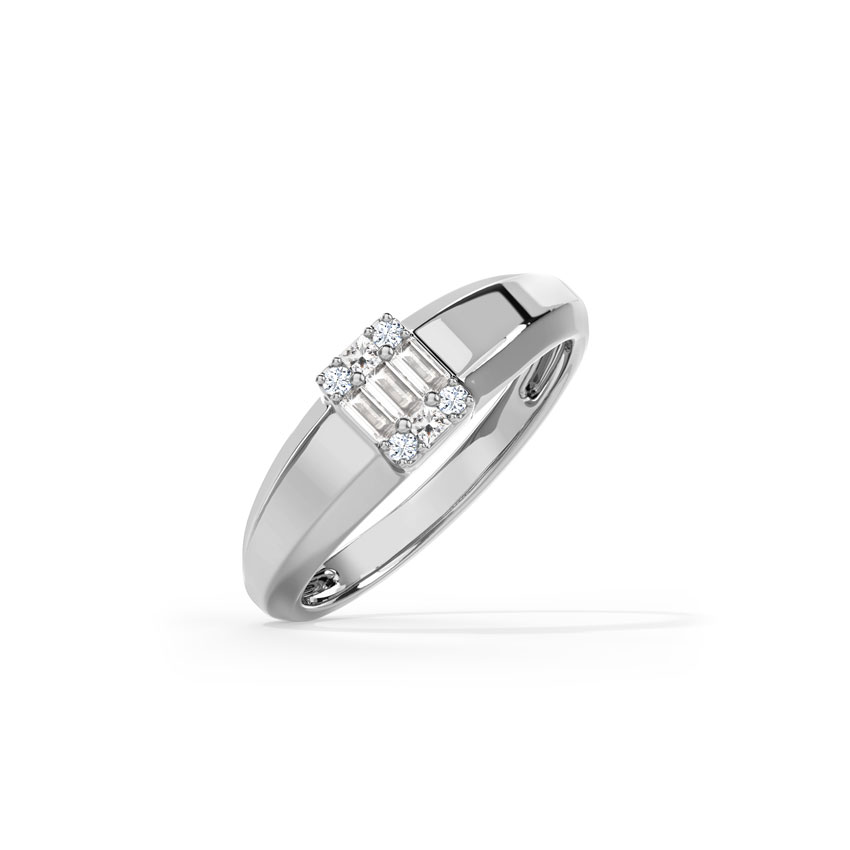 Diamond Rings 14 Karat White Gold One Spark Diamond Ring for Men