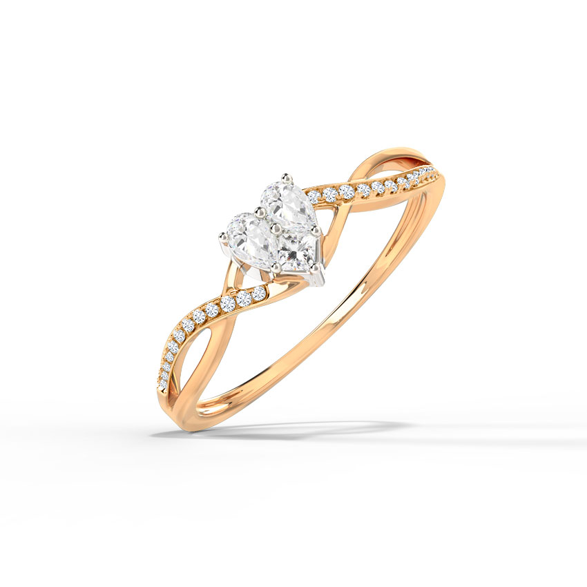 Diamond Rings 14 Karat Rose Gold Winsome Love Diamond Ring