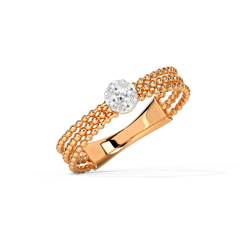 Diamond Rings 14 Karat Rose Gold Radiant Cluster Diamond Ring