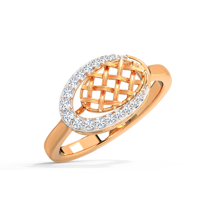 Diamond Rings 14 Karat Rose Gold Subtle Weave Diamond Ring