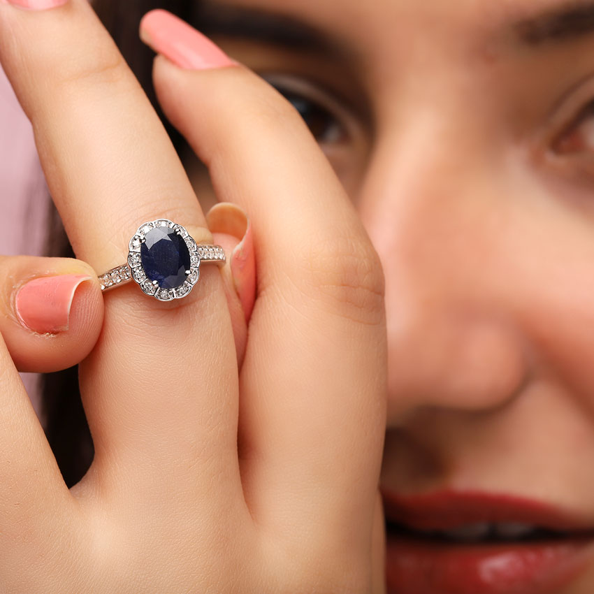 Diamond,Gemstone Rings 18 Karat White Gold Etty Gemstone Ring
