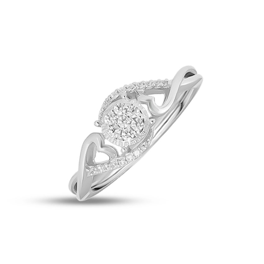 Diamond Rings 14 Karat White Gold Cluster Love Diamond Ring