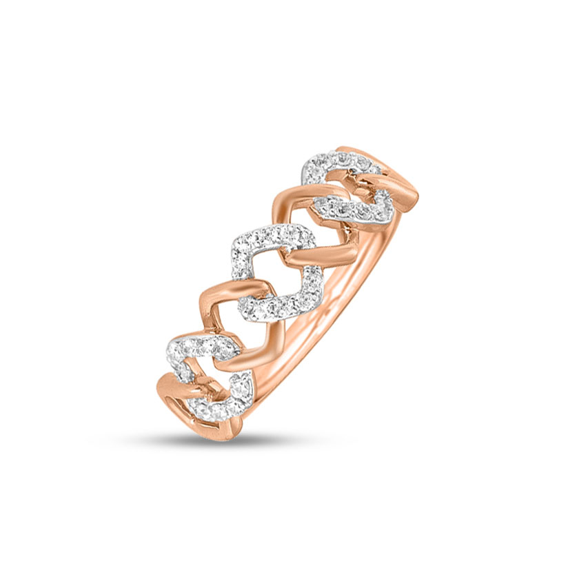 Diamond Rings 14 Karat Rose Gold Quad Link Diamond Ring