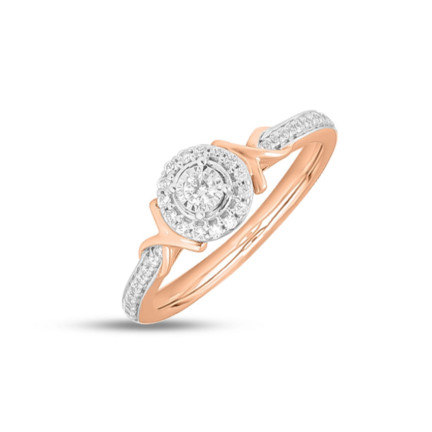 Diamond Rings 14 Karat Rose Gold Emma Halo Diamond Ring
