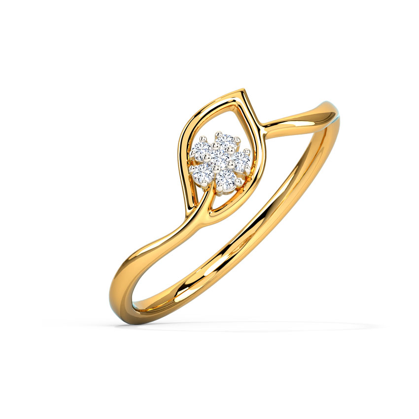 Diamond Rings 14 Karat Yellow Gold Glinting Petal Diamond Ring