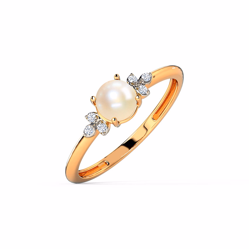 Diamond,Gemstone Rings 18 Karat Rose Gold Candy Glow Pearl Diamond Ring