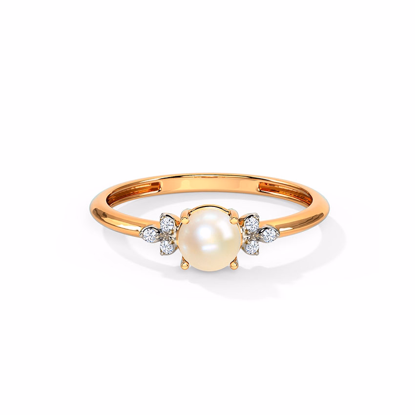 Diamond,Gemstone Rings 18 Karat Rose Gold Candy Glow Pearl Diamond Ring
