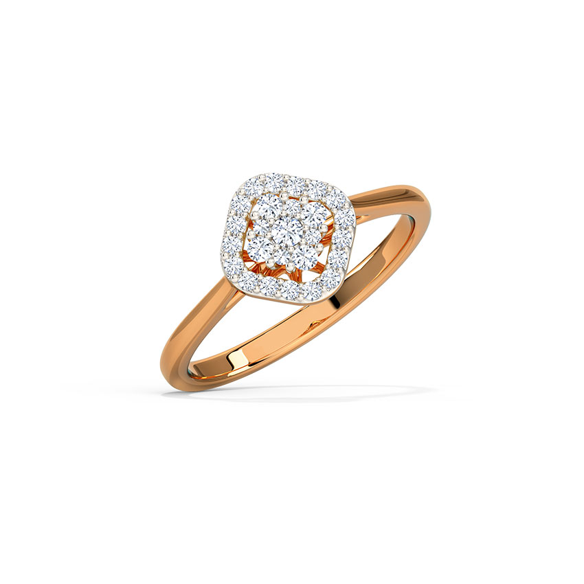 Diamond Rings 14 Karat Rose Gold Mirage Quad Halo Diamond Ring