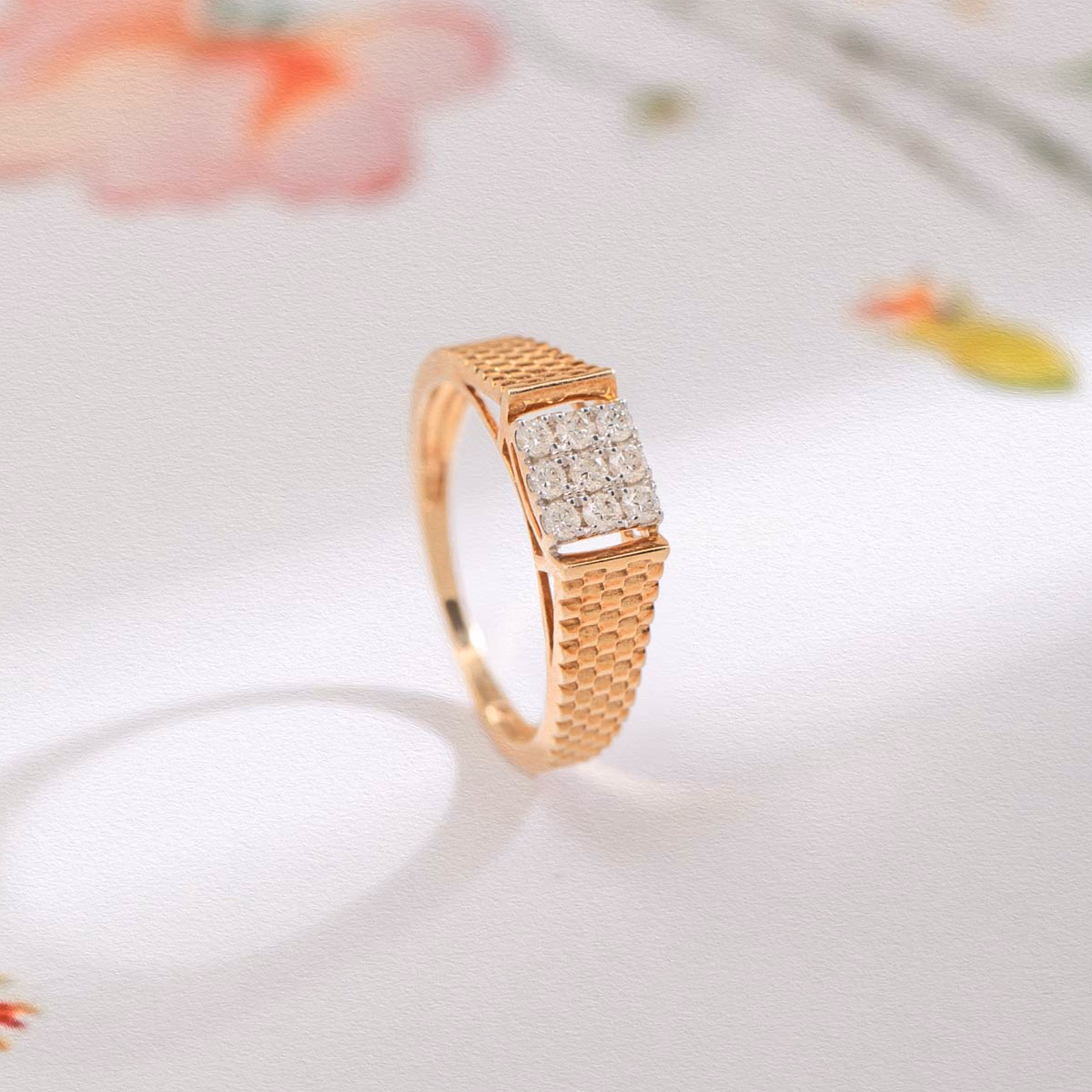 Diamond Rings 14 Karat Yellow Gold Asher Diamond Ring for Men