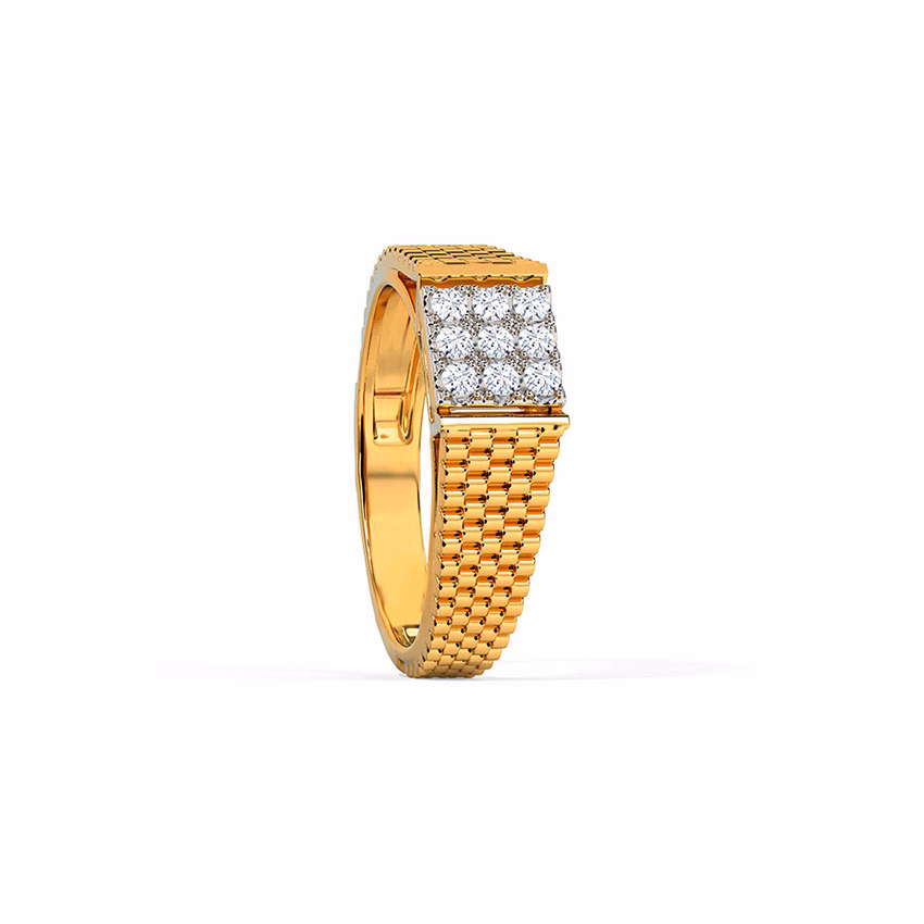 Diamond Rings 14 Karat Yellow Gold Asher Diamond Ring for Men