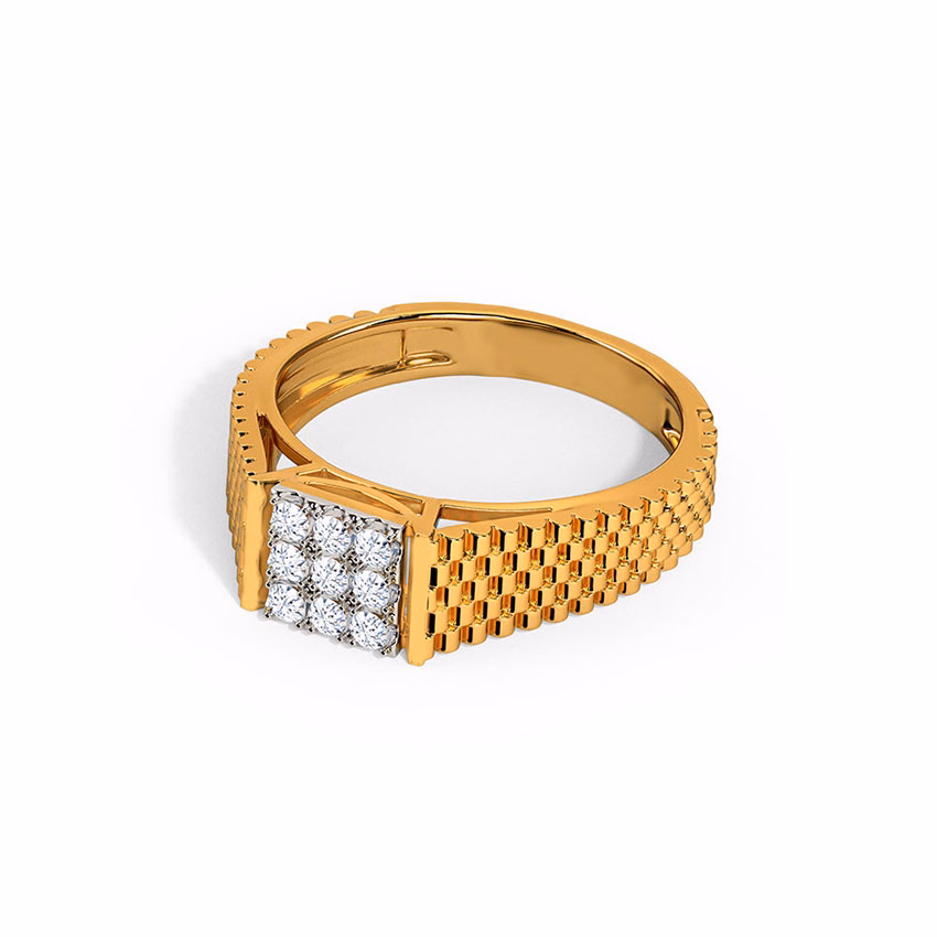 Diamond Rings 14 Karat Yellow Gold Asher Diamond Ring for Men
