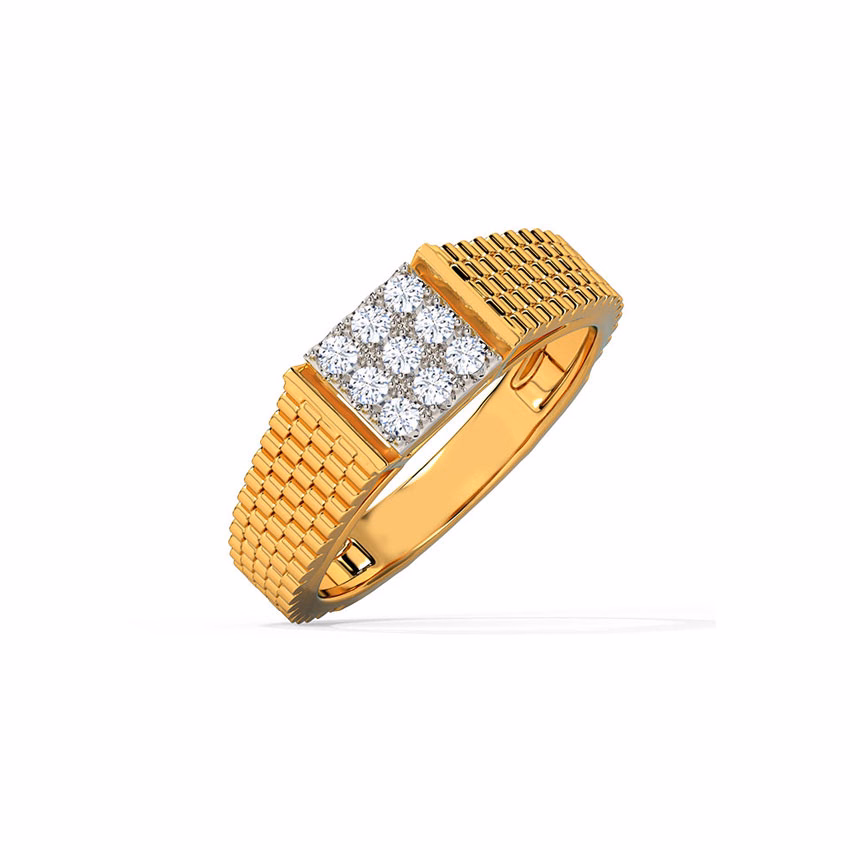 Diamond Rings 14 Karat Yellow Gold Asher Diamond Ring for Men