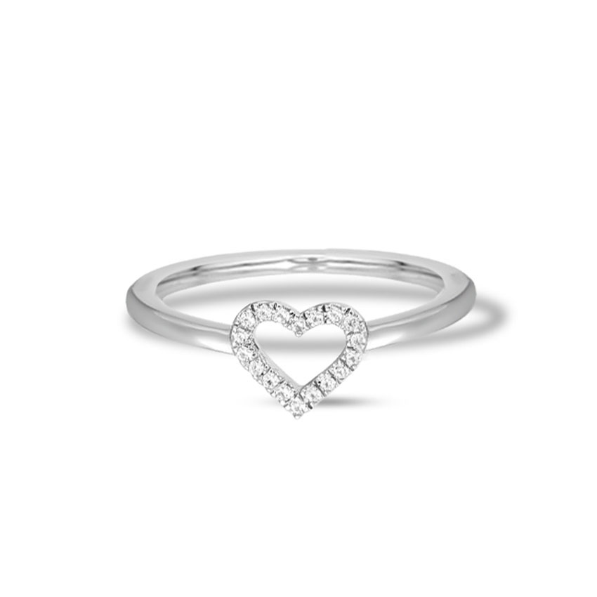 Diamond Rings 14 Karat White Gold Cheery Heart Diamond Ring