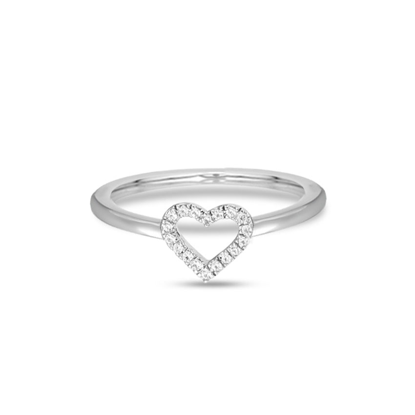 Diamond Rings 14 Karat White Gold Delightful Heart Diamond Ring