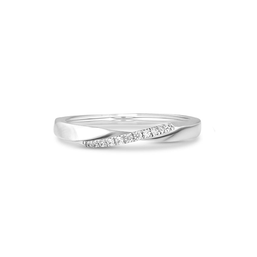 Diamond Rings 14 Karat White Gold Gleaming Twisted Bar Ring