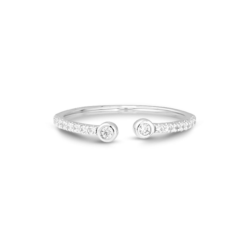 Diamond Rings 14 Karat White Gold Twin Diamond Open Ring