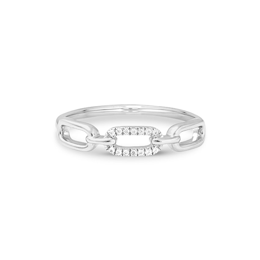 Diamond Rings 14 Karat White Gold Flashy Linked Diamond Ring