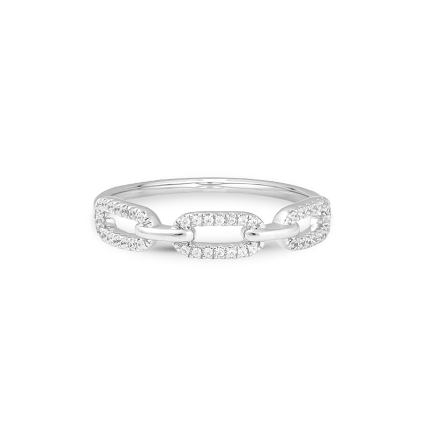 Diamond Rings 14 Karat White Gold Funky Interlinked Diamond Ring