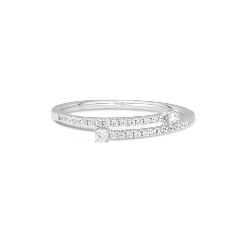 Diamond Rings 14 Karat White Gold Majestic Crossover Diamond Ring