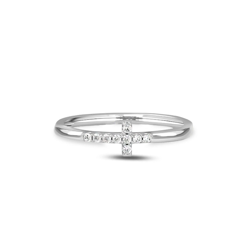 Diamond Rings 14 Karat White Gold Abiya Cross Diamond Ring
