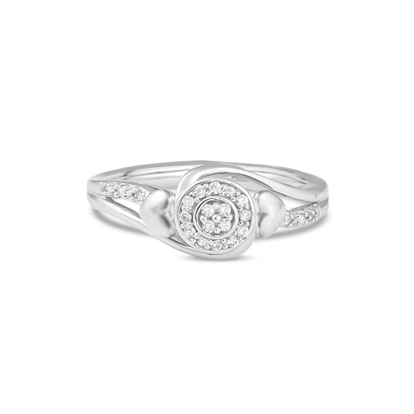Diamond Rings 14 Karat White Gold Twin Heart Diamond Ring