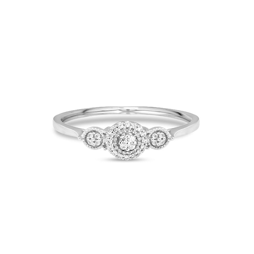 Diamond Rings 14 Karat White Gold Trio Halo Diamond Ring