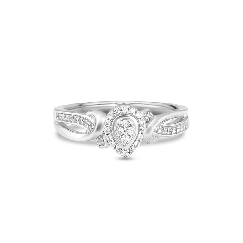Diamond Rings 14 Karat White Gold Twine Drop Ring