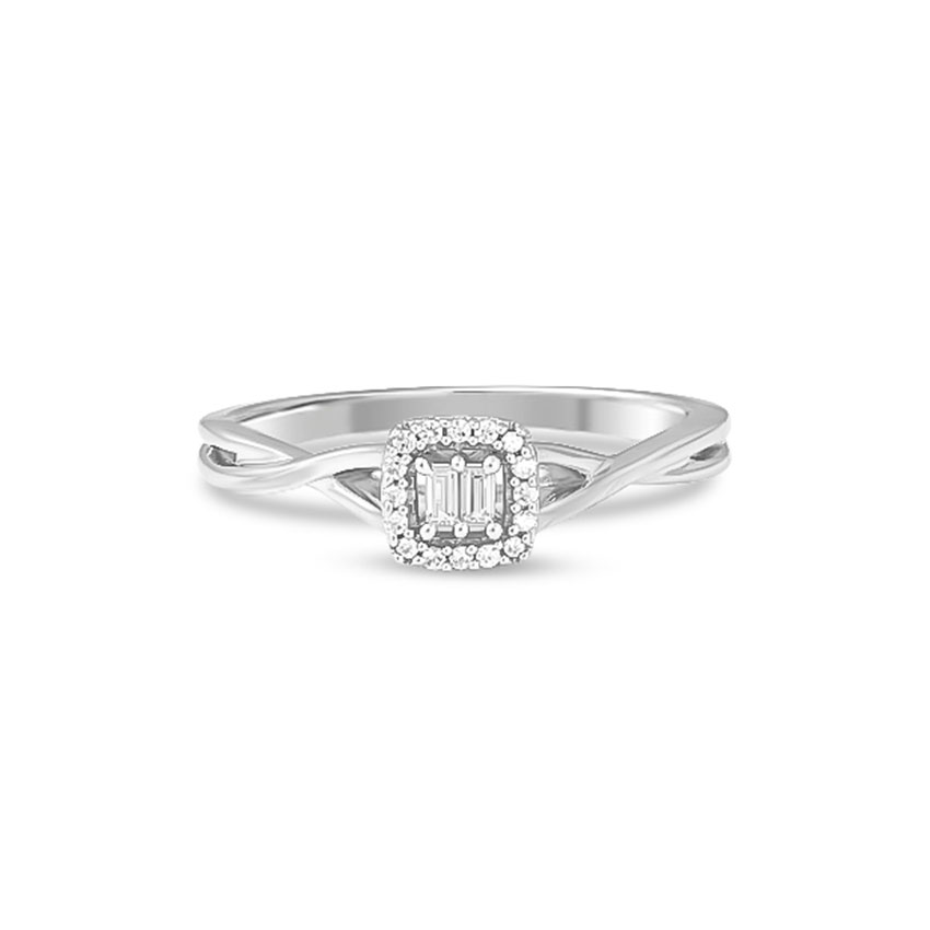 Diamond Rings 14 Karat White Gold Glowing Quad Diamond Ring