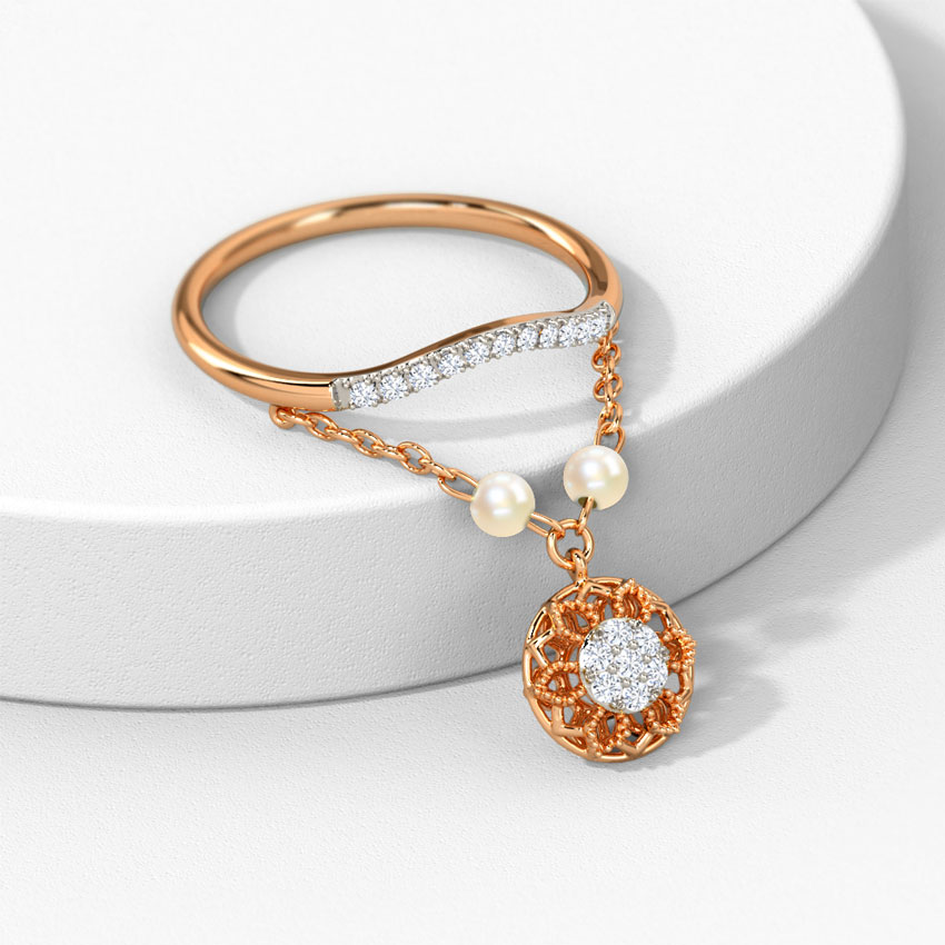 Diamond,Gemstone Rings 14 Karat Rose Gold Labrina Dangling Gemstone Ring