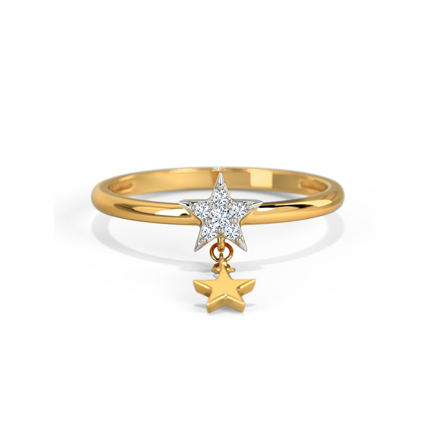 Diamond Rings 14 Karat Yellow Gold Glory Dancing Star Diamond Ring