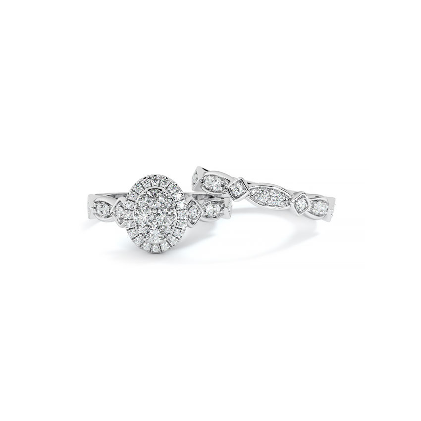 Diamond Rings 14 Karat White Gold Palila Diamond Bridal Ring Set