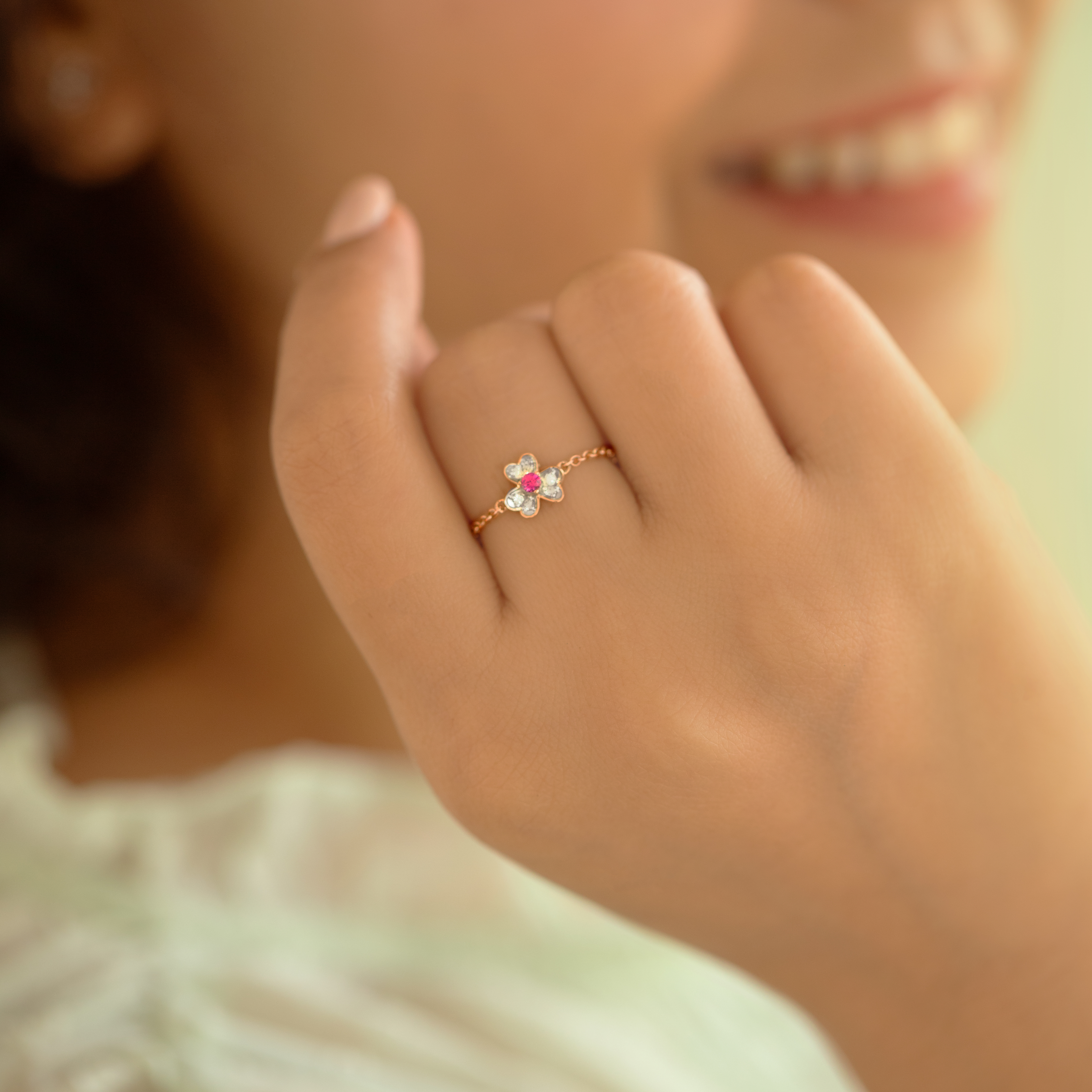 In Luck Clover Gemstone Ring