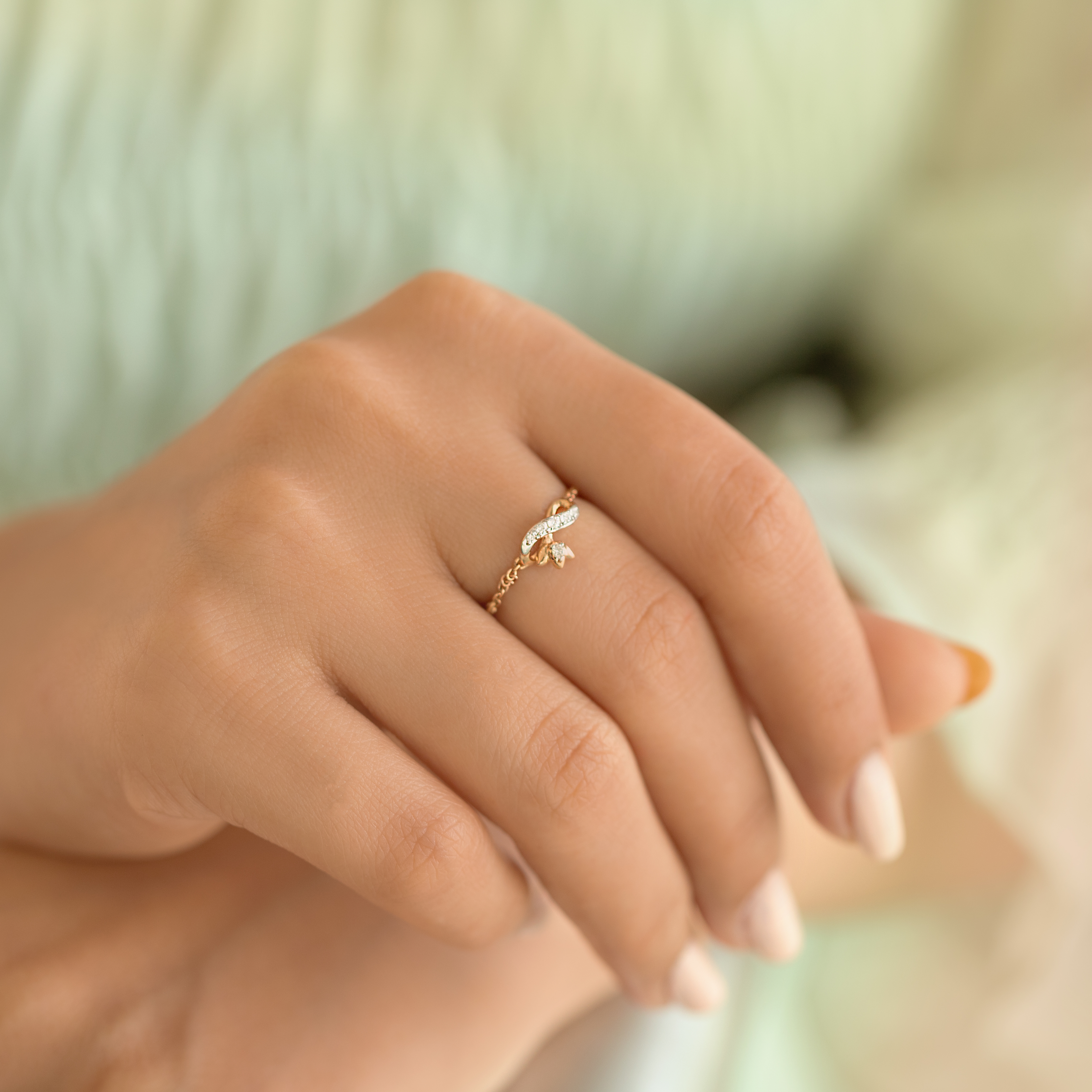 Diamond Rings 14 Karat Rose Gold Refined Infinity Diamond Ring