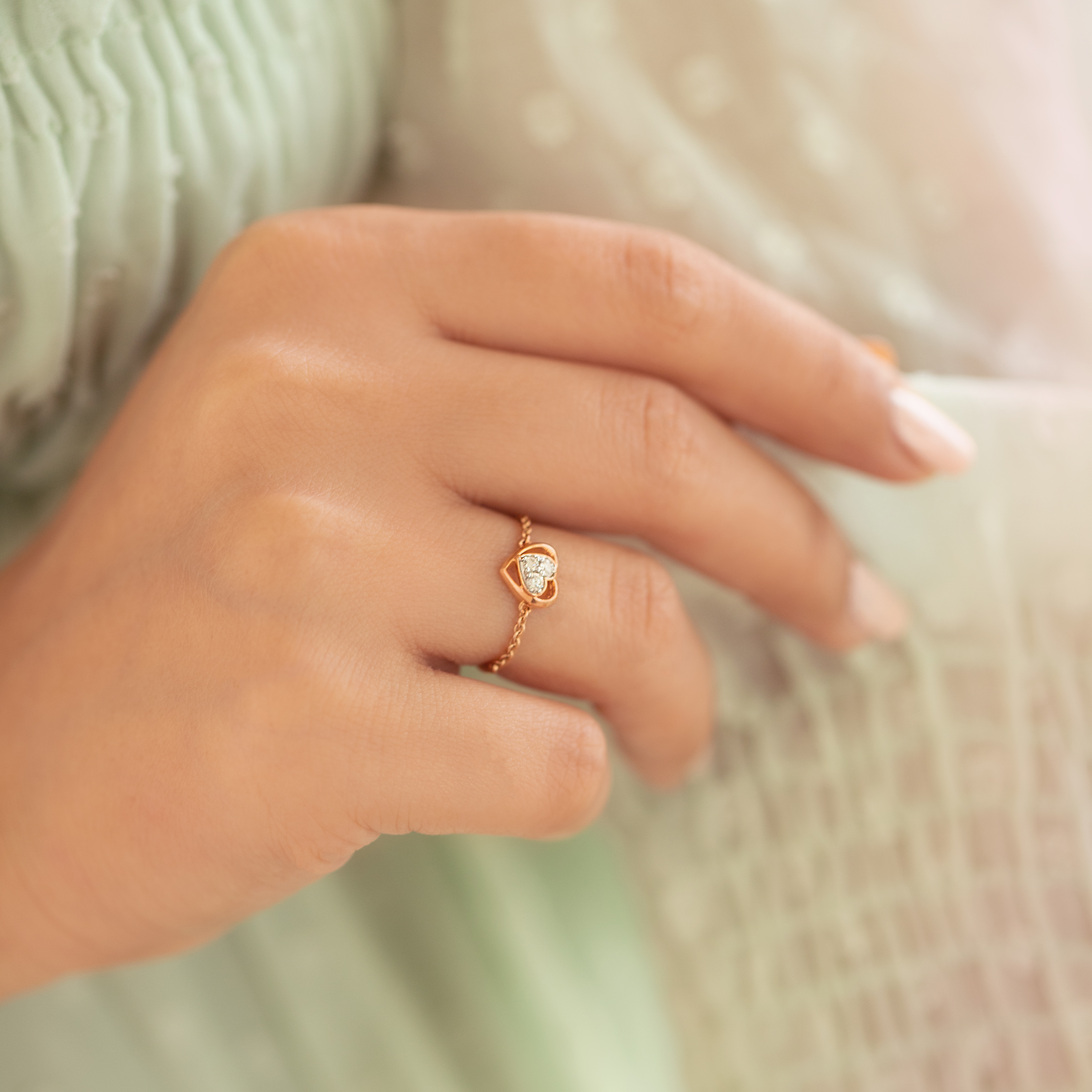 Diamond Rings 14 Karat Rose Gold Dainty Diamond Ring