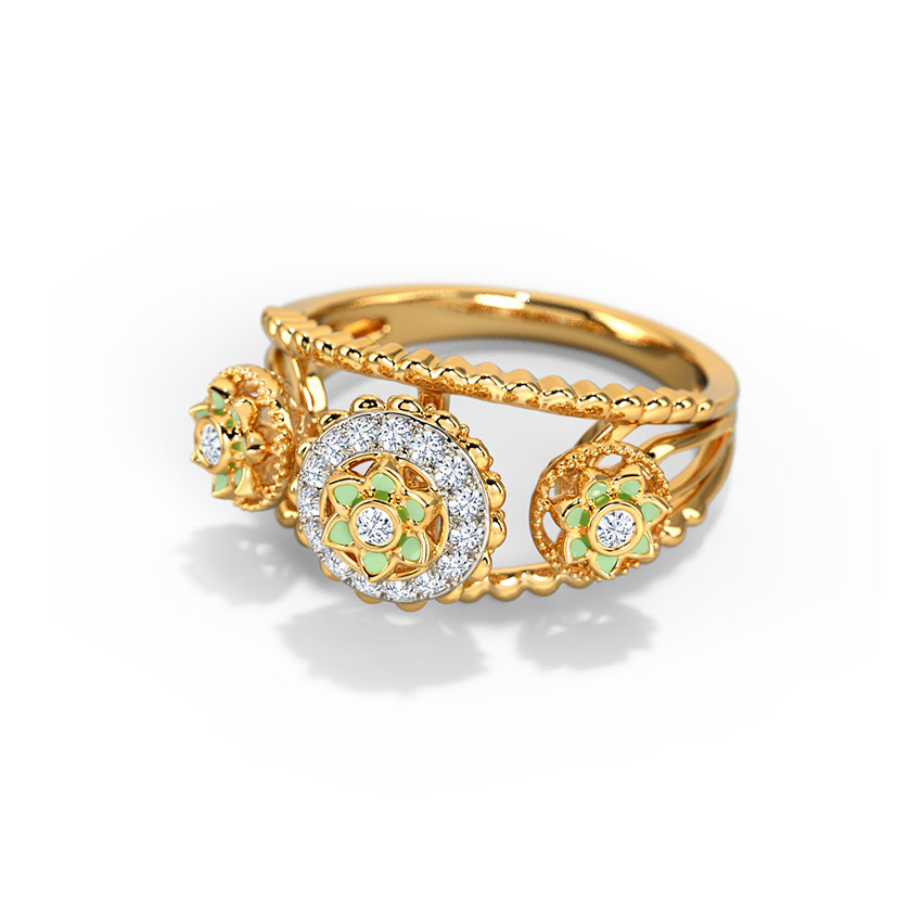 Diamond Rings 14 Karat Yellow Gold Nousha Diamond Ring