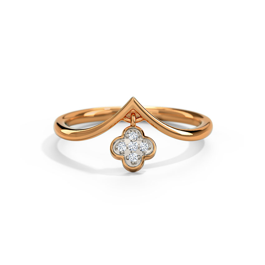 Diamond Rings 14 Karat Rose Gold Flora Chevron Diamond Ring