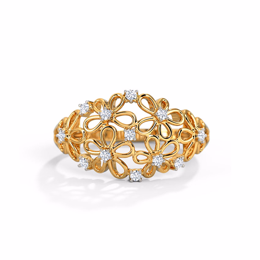 Diamond Rings 18 Karat Yellow Gold Millie Floral Diamond Band