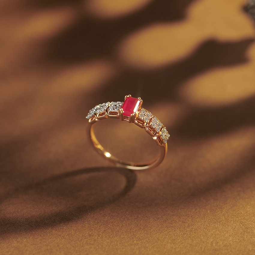 Diamond,Gemstone Rings 14 Karat Rose Gold Abby Gemstone Band