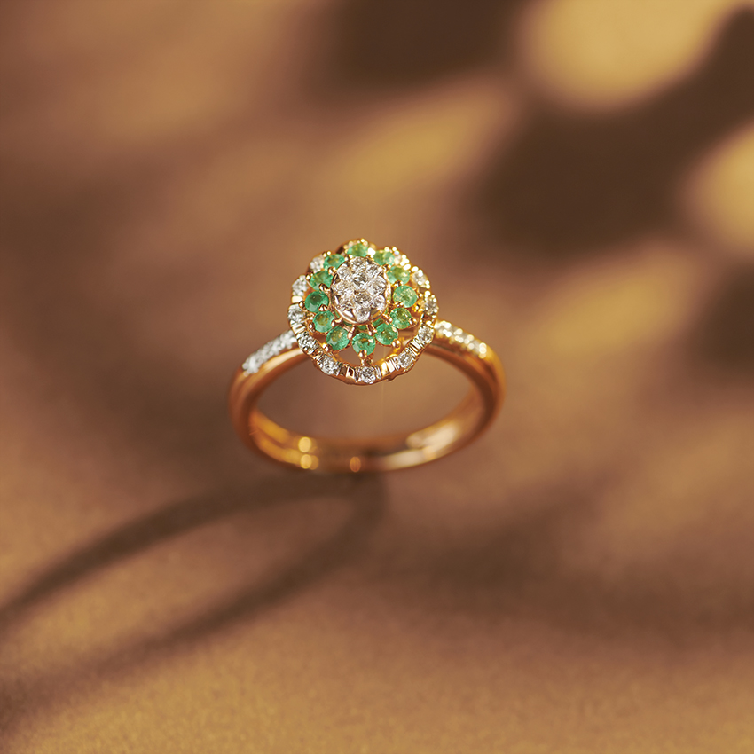 Diamond,Gemstone Rings 14 Karat Rose Gold Glamor Circlet Gemstone Ring