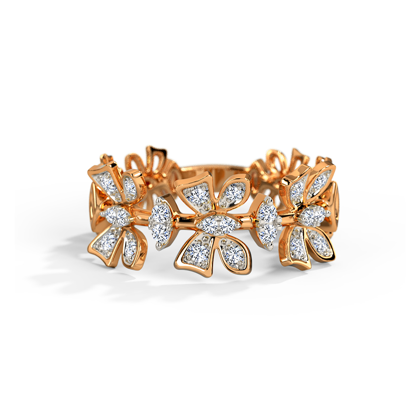 Diamond Rings 14 Karat Rose Gold Mirelle Papillon Diamond Band