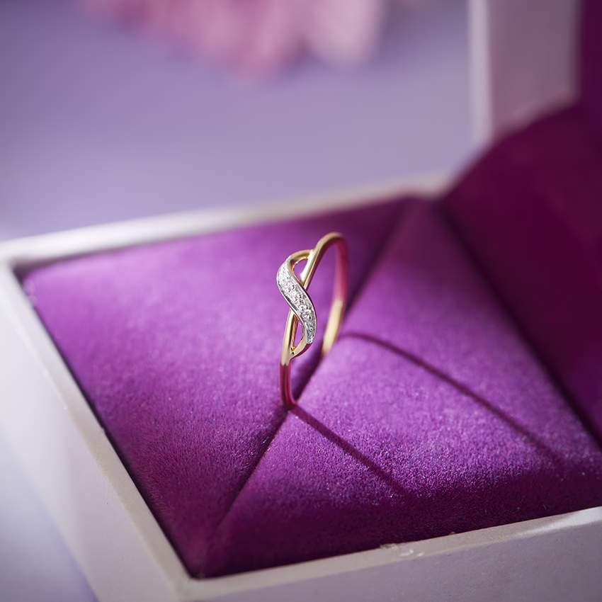 Diamond Rings 9 Karat Yellow Gold Ray Of Infinite Diamond Ring