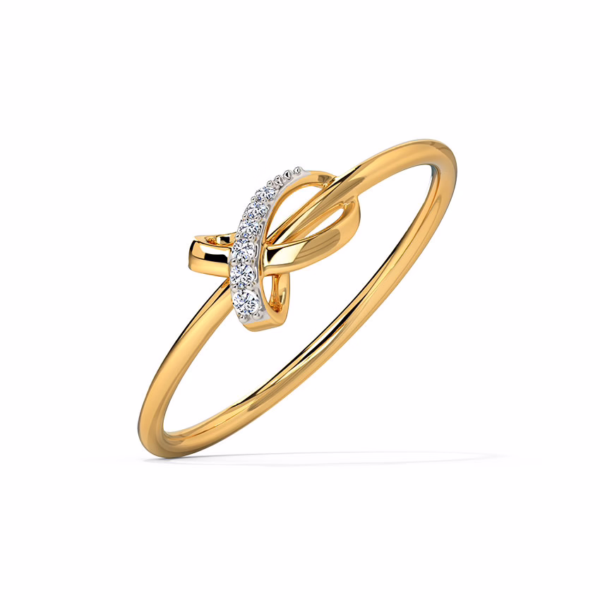 Diamond Rings 14 Karat Yellow Gold Classy Knot Diamond Ring