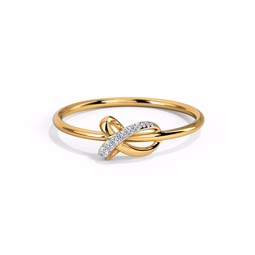 Diamond Rings 14 Karat Yellow Gold Classy Knot Diamond Ring