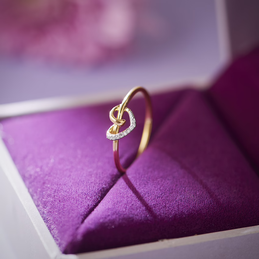 Diamond Rings 9 Karat Yellow Gold Radiant Heart Diamond Ring