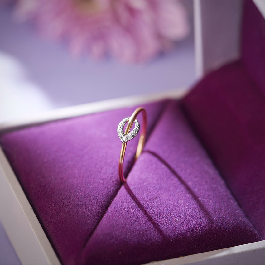 Diamond Rings 14 Karat Rose Gold Petty Petal Diamond Ring