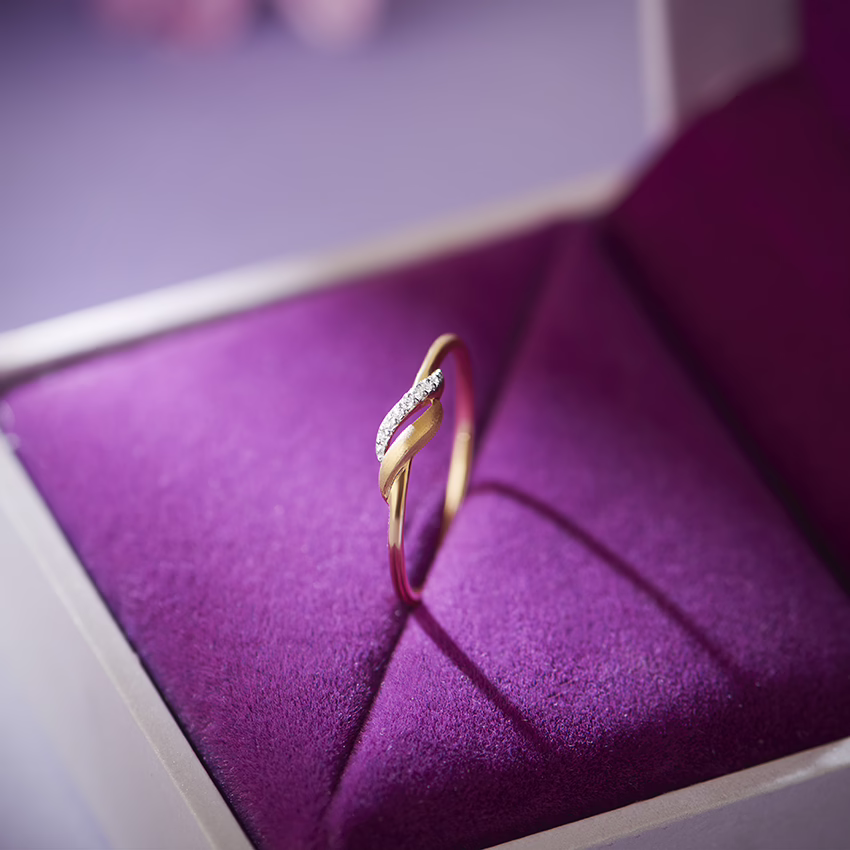 Diamond Rings 14 Karat Yellow Gold Teensy Wave Diamond Ring