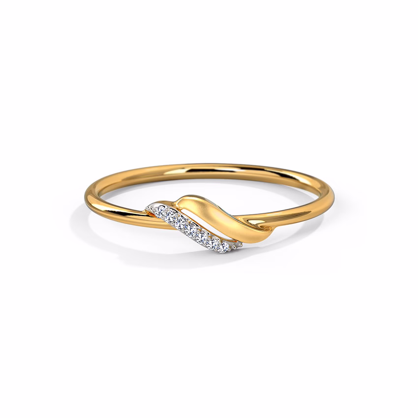 Diamond Rings 14 Karat Yellow Gold Teensy Wave Diamond Ring